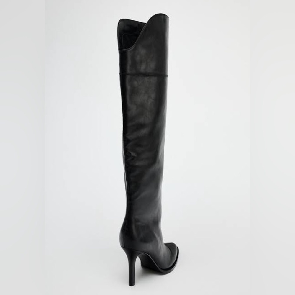 ZARA NWT! XL OVER‎ THE KNEE HEELED BOOTS - Picture 5 of 8